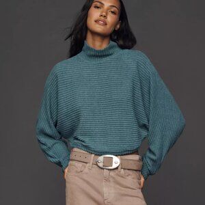 Pilcro Cozy Ribbed Turtleneck Batwing Pullover Blue Size Large
